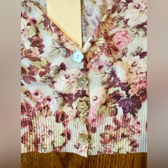 For Love and Lemons Floral Crop Distressed Knit Cardigan Sweater Small Madison - Picture 4 of 6